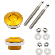 2 PCS Push Button Quick Release Hood Bonnet Pins Lock Clip Car Bumper  Kit Gold
