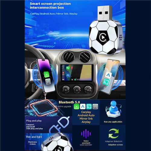 4in1 Wireless CarPlay Adapter AI  Box Airplay/Mirror Link/Android Auto/Carplay Auto Intelligentes System USB Dongle A