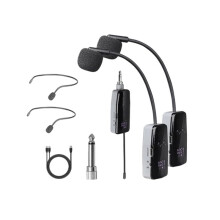 2 Channel UHF Wireless Headband Microphone System Clip- Instrument Mic for Performance Practice Recording