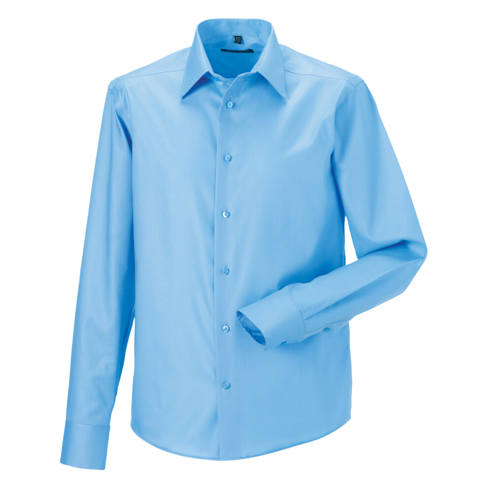 Russell (14.5Inch, Bright Sky) Collection Mens Long Sleeve Tailored Ultimate Non-Iron Shirt Multicoloured