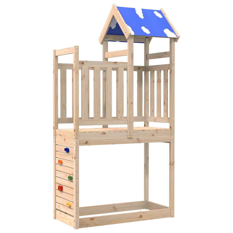 Vidaxl Play Tower Brown 110.5 X 52.5 X 215 Cm Solid Pine Wood