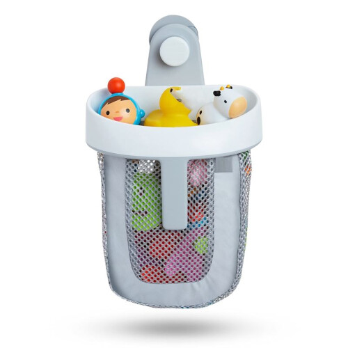 Hanging Bath Toy Storage with Quick Drying Mesh, White & Gray 1