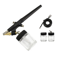 Siphon Feed Airbrush Kit 0.8mm Dual-Action Pen Set with 2 Glass Cups & Hose for Hobby Painting, Model , Art
