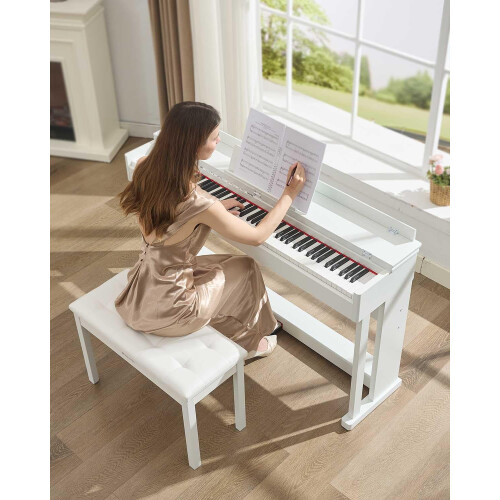 MUSTAR Piano Bench Keyboard Stool with Storage, 74x33x47cm PU Leather 1