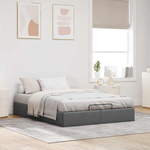 VidaXL vidaXL Ottoman Bed Frame Dark Grey Queen Size Fabric 2