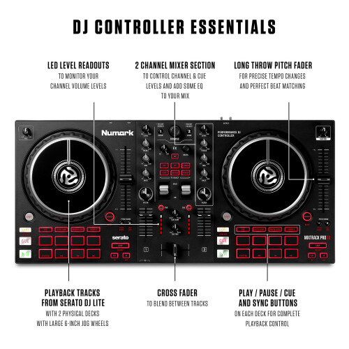 Numark Numark Mixtrack Pro FX Serato DJ Controller with 2 Decks, Mixer, Effects Paddles and Audio Interface 2