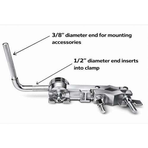 ROSS Percussion Universal Cowbell Mount Clamp Adjustable L Rod Multi-Fit Drum Hardware Accessory