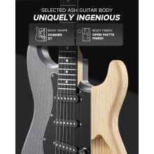 DONNER DST-80 Electric Guitar 39” Beginner Electric Guitar Kit with Amp, Classic SSS Pickup Complete with Gig Bag, Tuner, Capo, Strap, Picks, and Fr