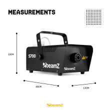 beamz S700 Professional Smoke Machine 700W with Fluid Included, Wired Remote Control - Compact DJ Fog Machine for Parties, Disco, Stage & Events (Bla