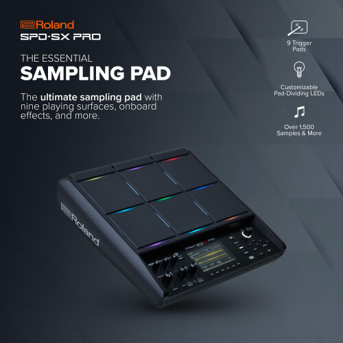 Roland SPD-SX PRO Sampling Pad | The Flagship Sampling Pad for Drummers & Other Musicians | 9 Playing Surfaces, 8 External Trigger Inputs, Color Disp 1