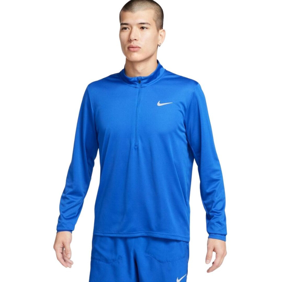 Nike (S, Royal ) Mens Quarter Zip Running Top Blue