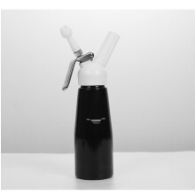 (Black White) Whipped Cream Dispenser Portable Aluminum Cream Foam Gun Cake Piping Gun Siphon Squeeze Bottle Kitchen Dessert Tool