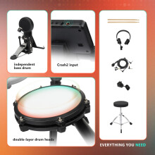 Glarry Electric Drum Kits for Adults, Drum Set with 8" Dual Zone Snare, 220+ Sounds, USB MIDI, Crash2, Electronic Drum Kit with Headphone, Stool, Kic