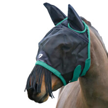 (Pony, Black/Teal) Hy Mesh Horse Fly Mask With Ears & Nose Fringe