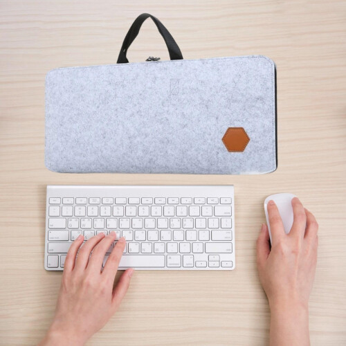 Mechanical Keyboard Storage Bag Case with Handle, Light Grey 45x18cm 2