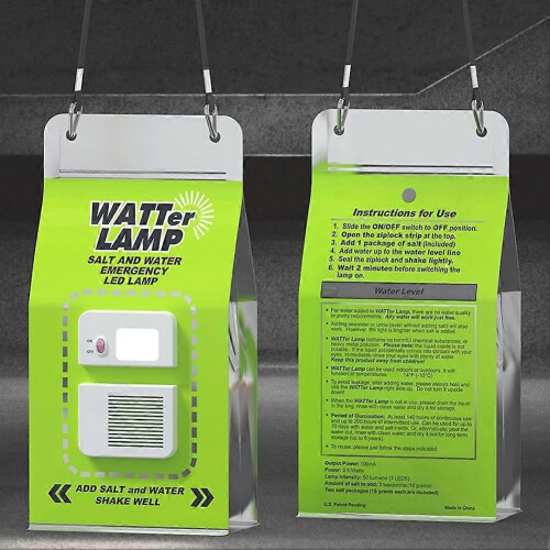 Saltwater Powered LED Lamp - Emergency Light, 240H Runtime, No Battery 1