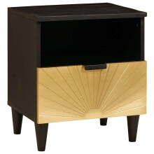 vidaXL Bedside Cabinet Black and Gold 40 x 33 x 46 cm Engineered Wood