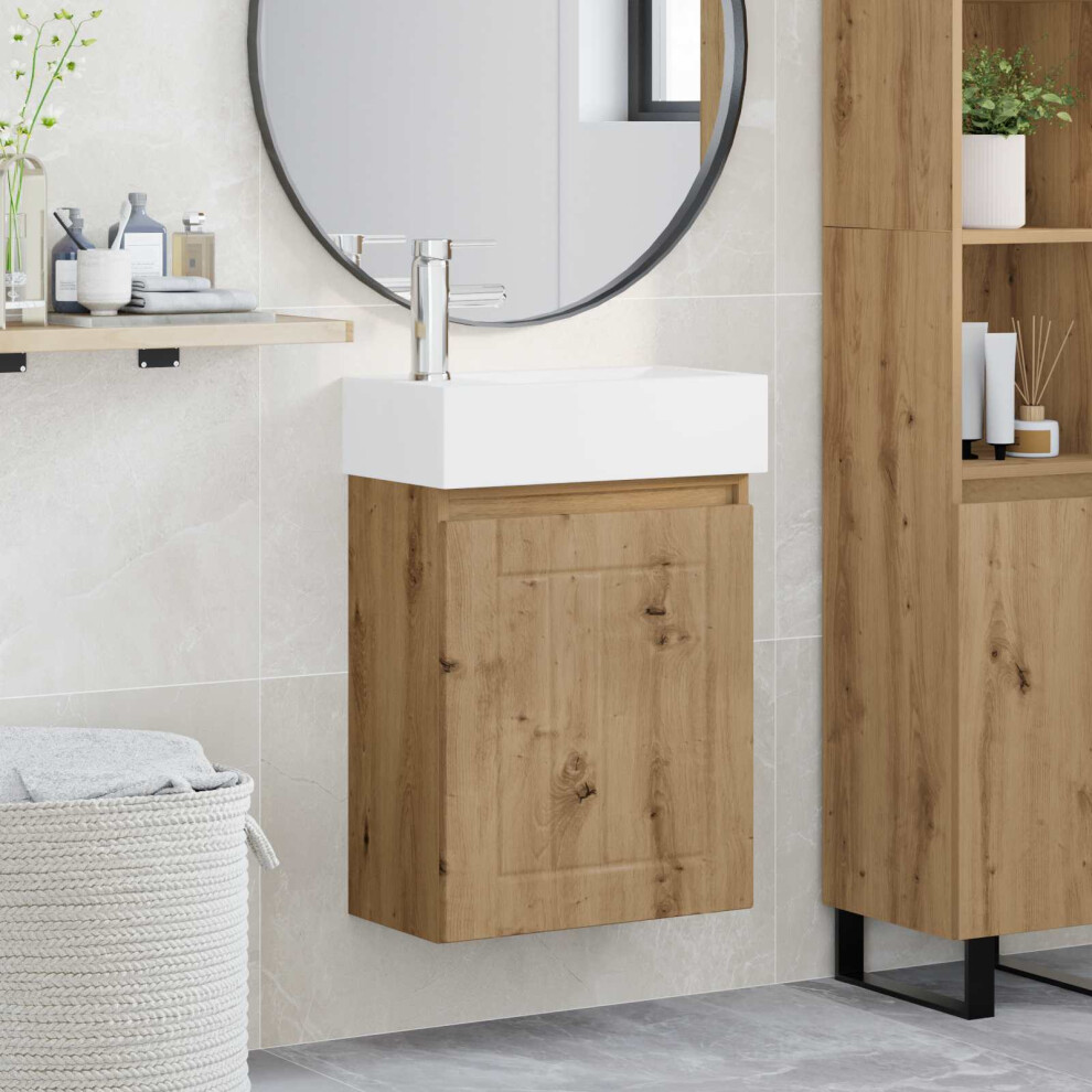 Vidaxl Bathroom Vanity Unit With Tap Artisan Oak 45.5 X 25.5 X 84 Cm