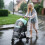 Faltbarer blauer und grüner Haustierbuggy mit Regenschutz 2