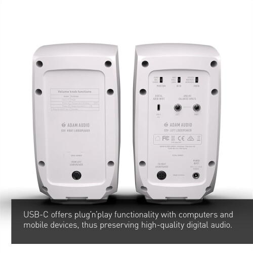 ADAM Audio D3V Active Desktop Monitoring System with USB-C Connection (Pair, White) 2