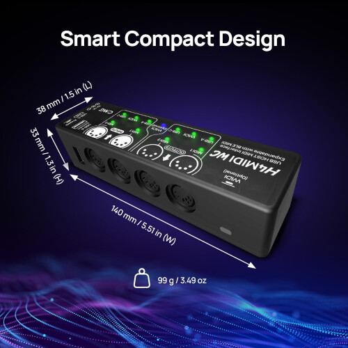 CME H4MIDI WC – Advanced USB Host MIDI Interface with Router, Filter, Mapper, Optional WIDI Bluetooth MIDI, Standalone 9V Power mode - Perfect for G 2