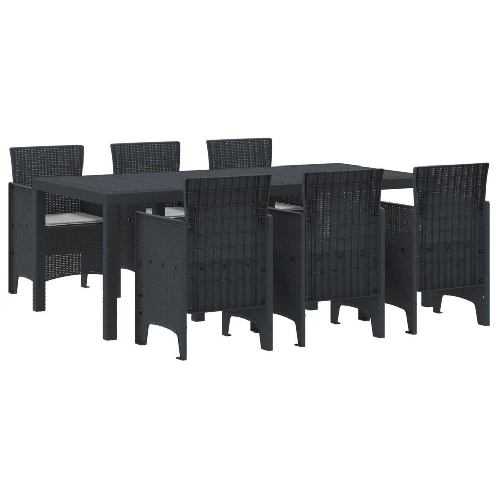 VIDAXL Garden Dining Set - 7 Piece - Poly Rattan - Black - Image 2
