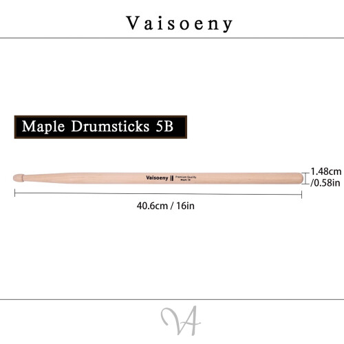 VAISOENY 5B Drum Sticks, Maple Drumsticks, Powerful, 12 Pairs 1