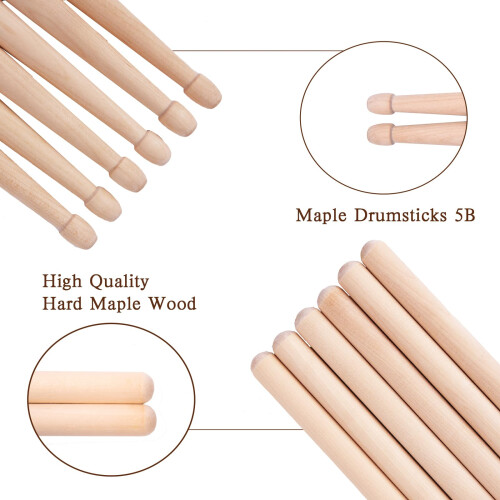 VAISOENY 5B Drum Sticks, Maple Drumsticks, Powerful, 12 Pairs 2