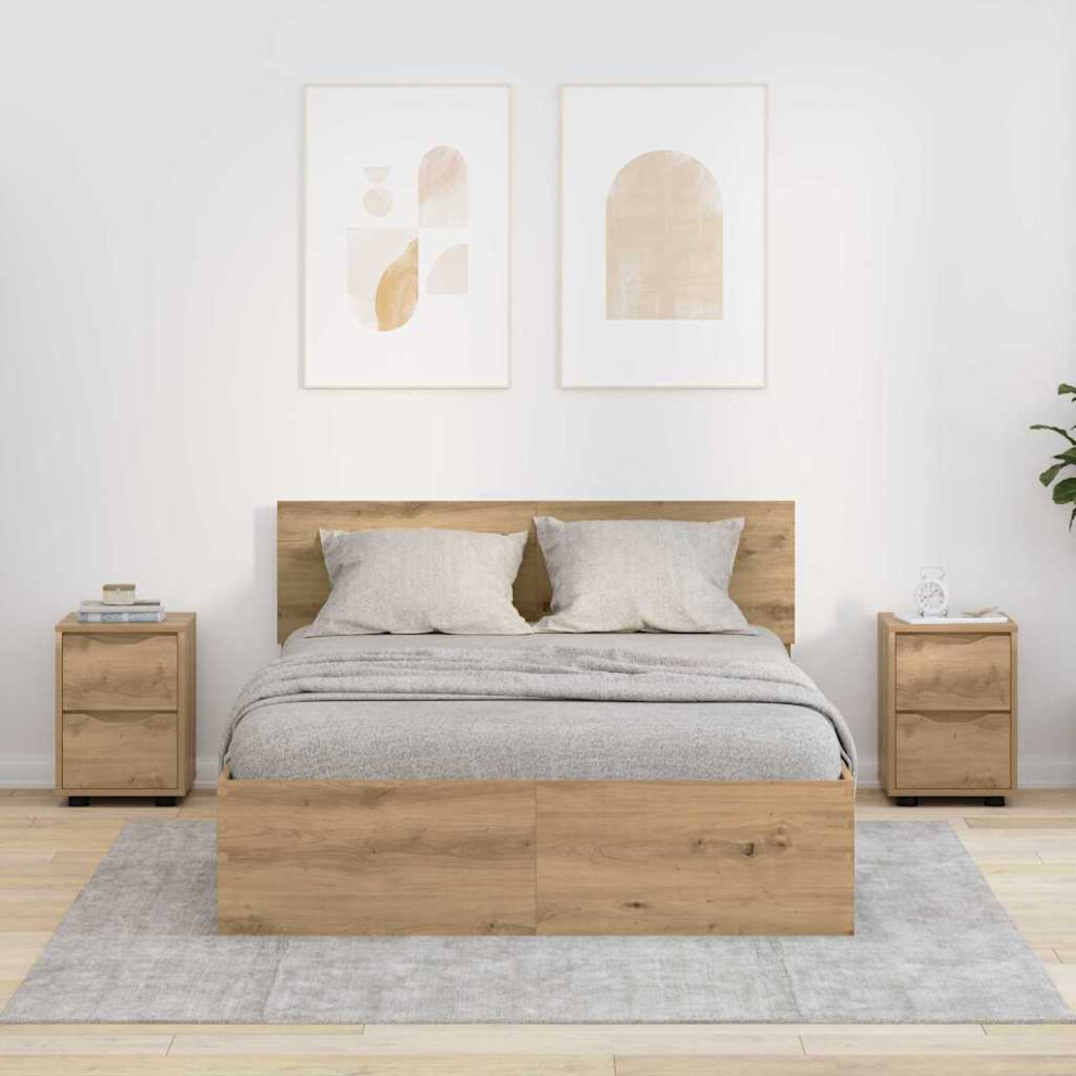 Vidaxl Bedside Tables With Drawer 2 Pcs Artisan Oak 30.5 X 30 X 43 Cm