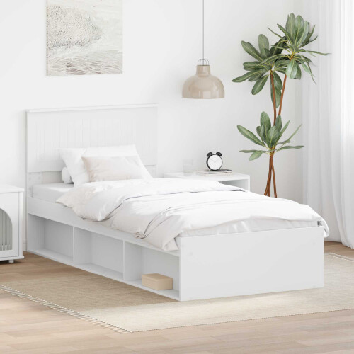 VidaXL vidaXL Bed Frame with Headboard White 90 x 190 cm Solid Pine Wood