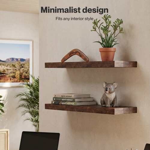 Levede Floating Shelf Wall Mounted Storage Modern Easy Assembly 2 PCS Brown 1