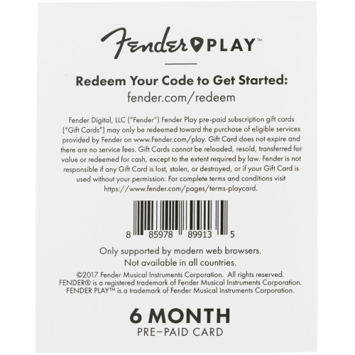 Fender Fender Play 6-Month Subscription Prepaid Gift Card 1