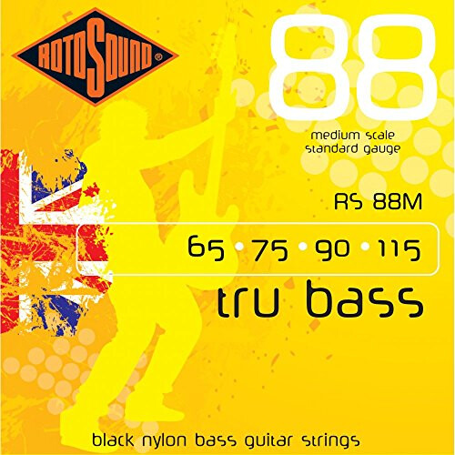 Rotosound RS88M Black Nylon Standard Gauge Flatwound Medium Scale (65 75 90 115) 1