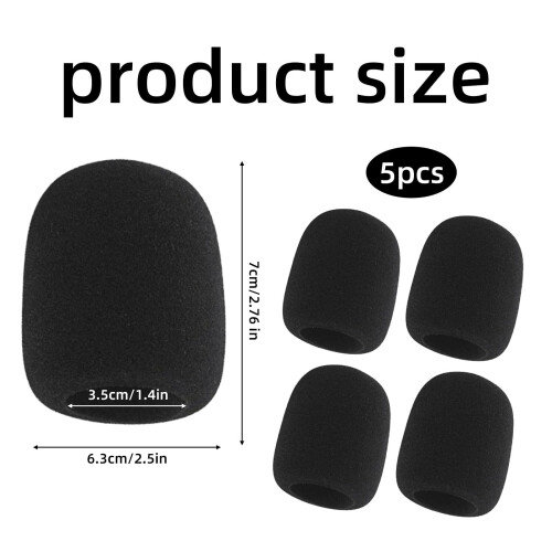 5 Pack Microphone Cover, pop filter, Black Handheld Mic Covers Microphone Windscreen Accessories, Microphones Filter Cover Replacement, Suitable for 1