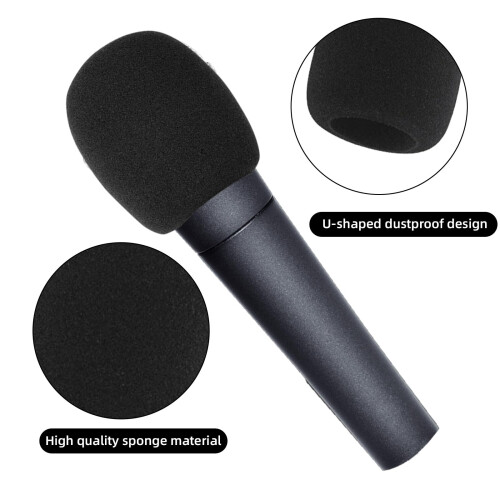 5 Pack Microphone Cover, pop filter, Black Handheld Mic Covers Microphone Windscreen Accessories, Microphones Filter Cover Replacement, Suitable for 2