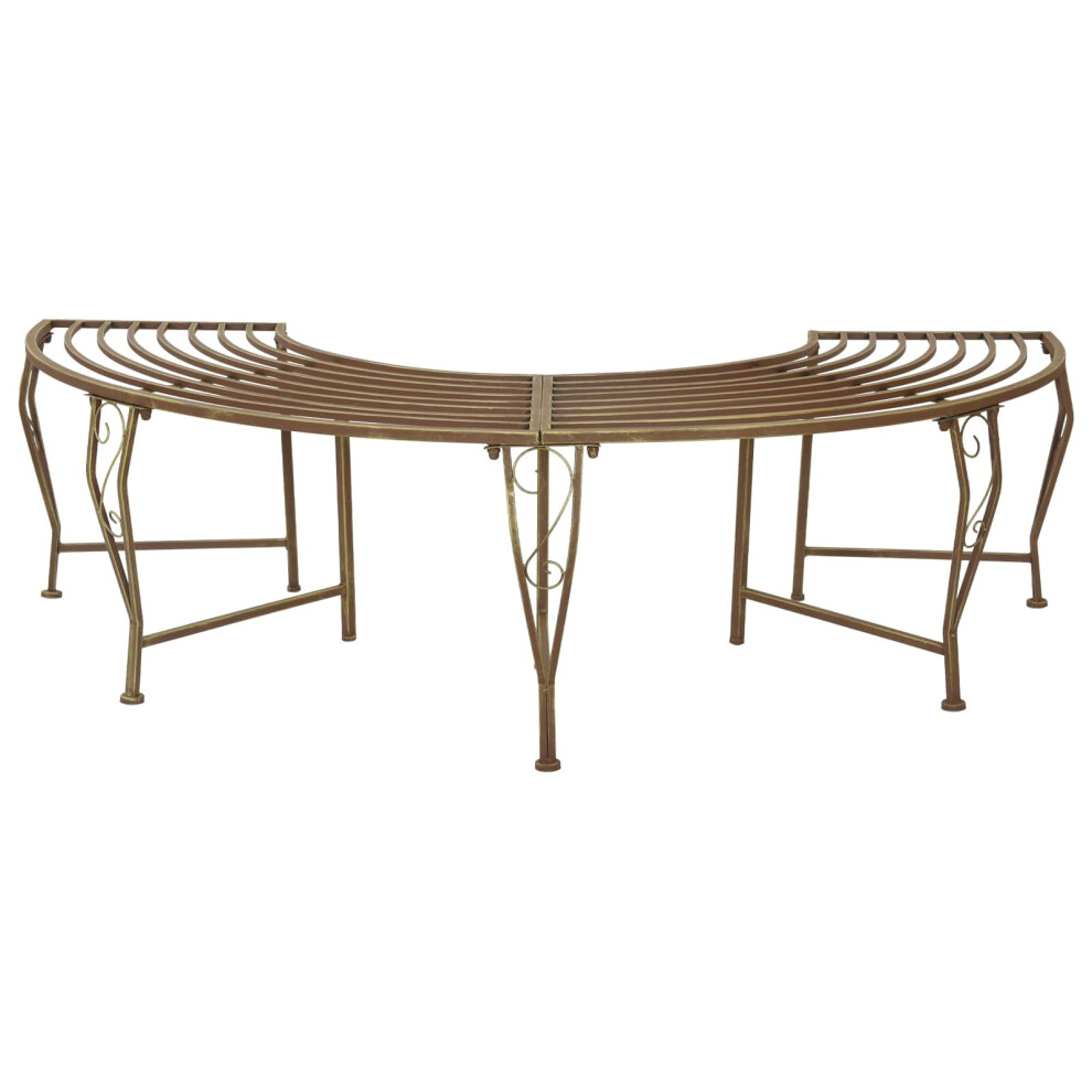 Vidaxl Tree Bench 4-Seater 160 X 80 X 44 Cm Steel Antique Brown