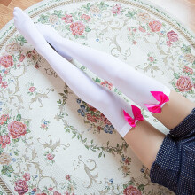 (Black) Sexy White Thigh-High Bow Hold-Up Stockings for Ladies