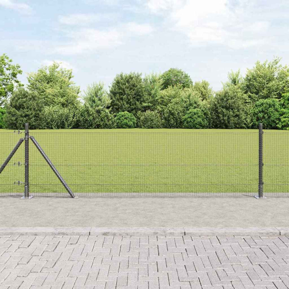 Vidaxl Welded Wire Fence With Concrete Base 25 X 0.5 M (W X H)