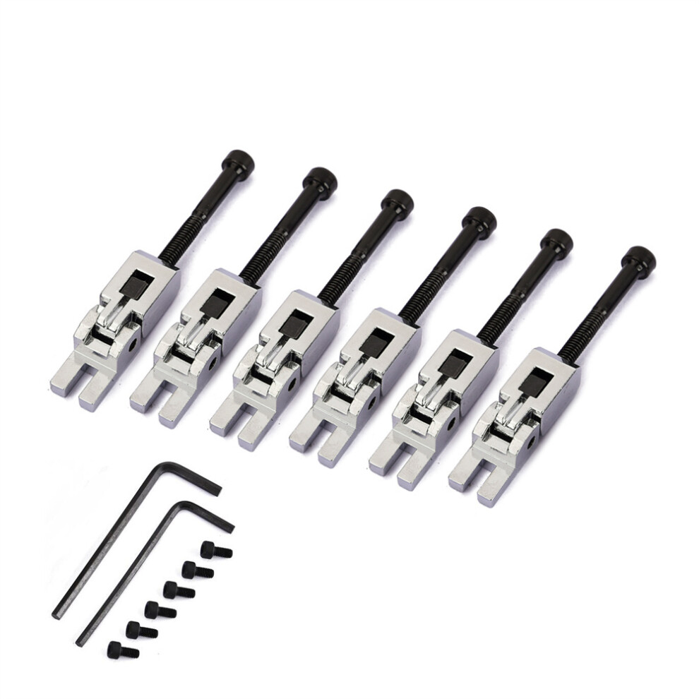 (Silver) 6 Saddles For Floyd Rose Guitar Bridge With String Lock Screws Guitar Parts 123643751167