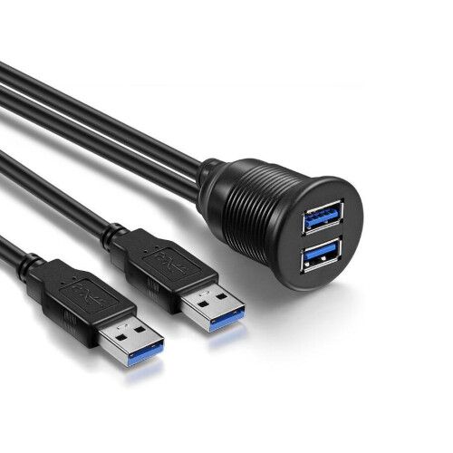 (2M) Dual USB 3.0 Extender Car Boat Motorcycle Dash Flush Mount Dashboard Panel Cable