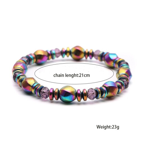 Multicolored Handwoven Magnetic Hematite Stretch Bracelet 1