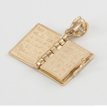 (Gold) Vintage Silver Cross Bible Book Pendant Necklace | Unique Men & Women's Jewelry