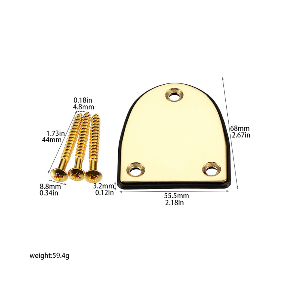 (Gold) 3-Hole Guitar Neck Plate Guitar Replacement Part With Screws For Electric Guitar 123643752898