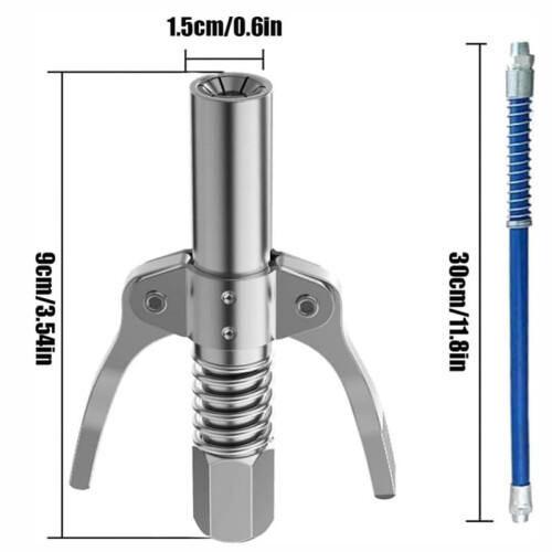 Quick Lock Leak-Free Grease Gun with 30cm Hose & Double Handle Coupler Set 2