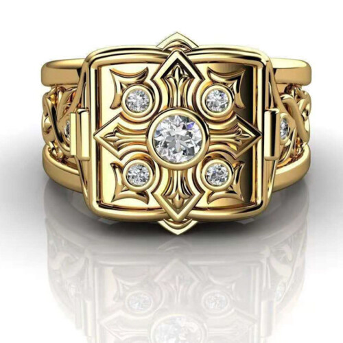 (7) Personalized Trendy Dominant Carved Micro Diamond Flip Ring 1