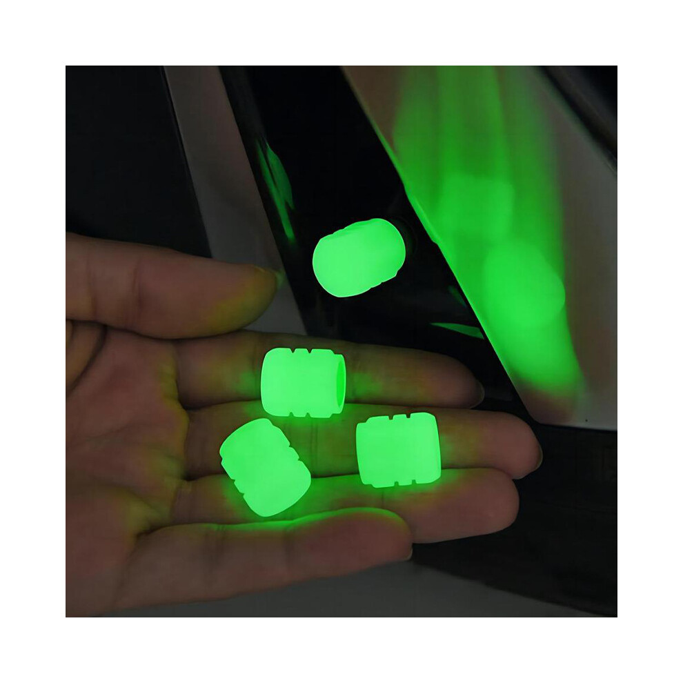 (Green) 4Pcs Glowing Car Tire Valve Caps, Tyre Air Dust Stem Cover, Wheel Rim Accessories Green 123643759453