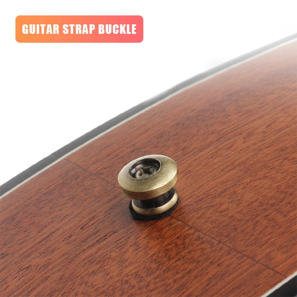 (Bronze) 2Pcs Guitar Strap Locks, Mushroom Head Buttons & Screws, Secure Fit For Guitars 123643754021