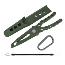 (dark green) Wayfarer Multifunctional Fishing Pliers with Hiking Buckle, Lip Controller & Live Fish Clip - Convenient Fishing Supplies