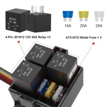 (3 relays) 12V 6-Way Pre-Wired Waterproof Fuse Relay Box Relay ATC/ATO Blade Fuse