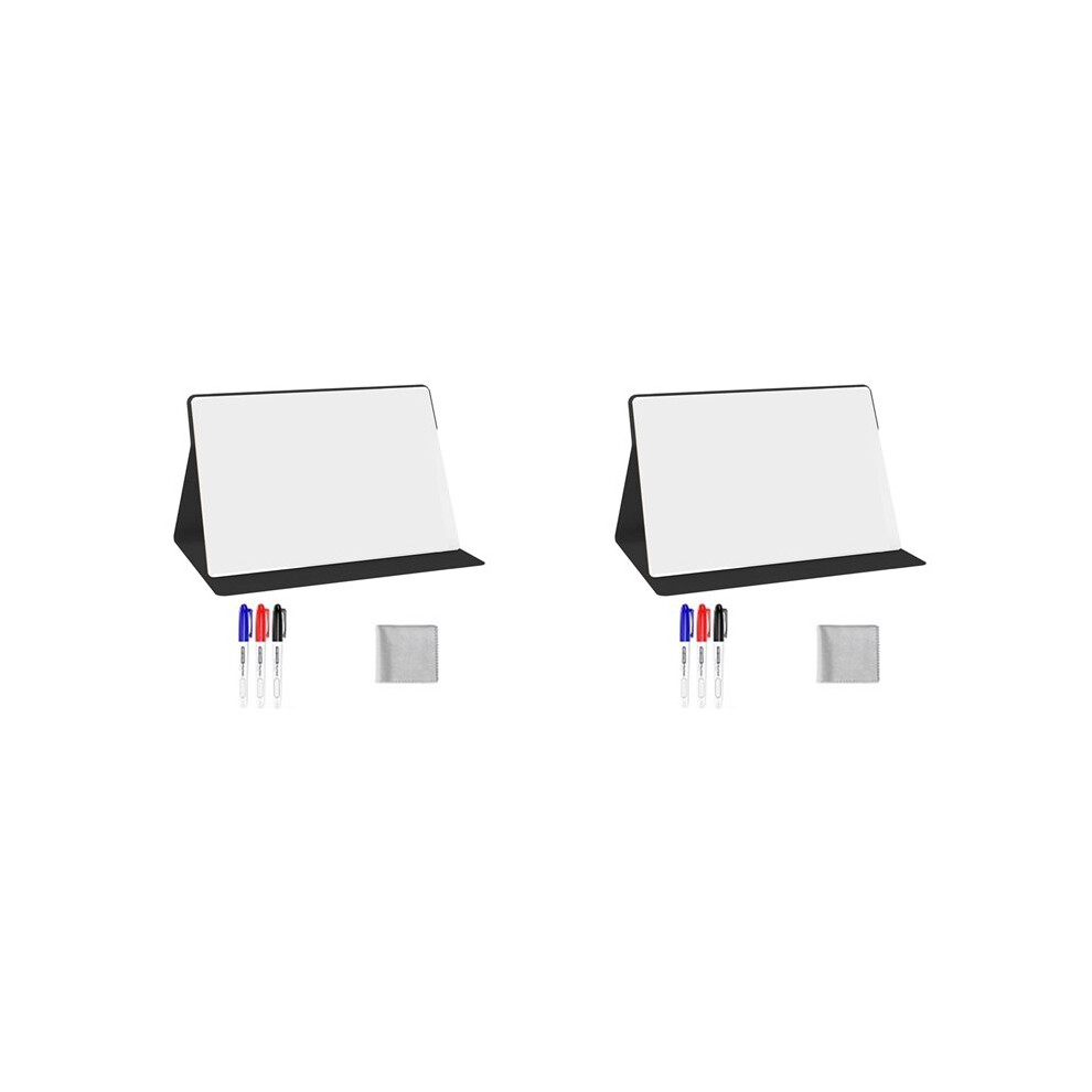 2X Portable Small White Board,Reusable Dry Erase Board With Stand,Desktop Whiteboard For Office Meeting Bussiness Black 6032661197977
